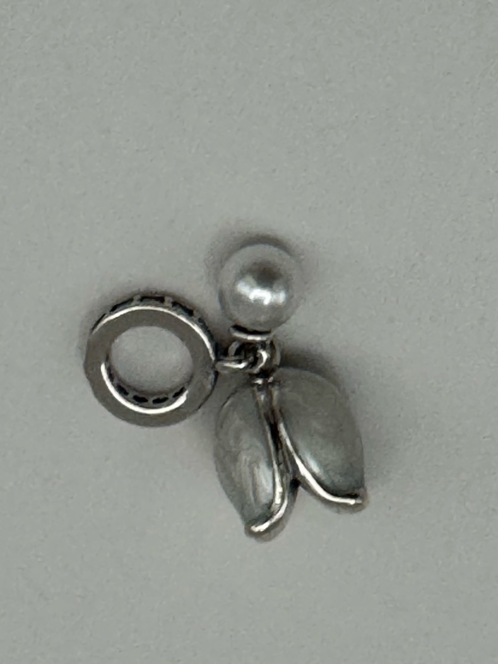 White Tulip and Pearl Dangle Charm for Pandora bracelets- Women Jewelry